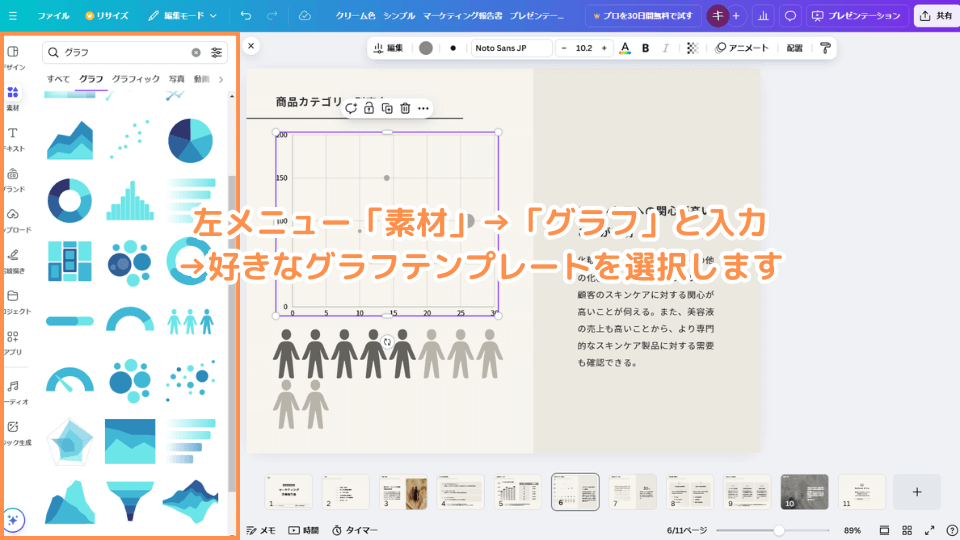 グラフ形式を選んで新規追加したい場合