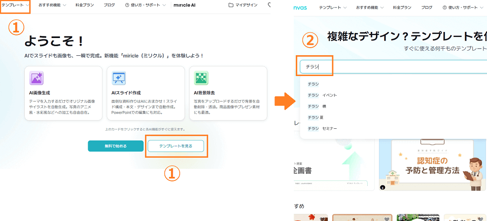 2.キーワードからテンプレートを検索する方法(複数キーワード検索するならおすすめ)